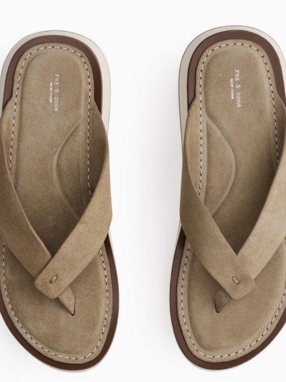 rag & bone Taupe Suede Thong Sandals